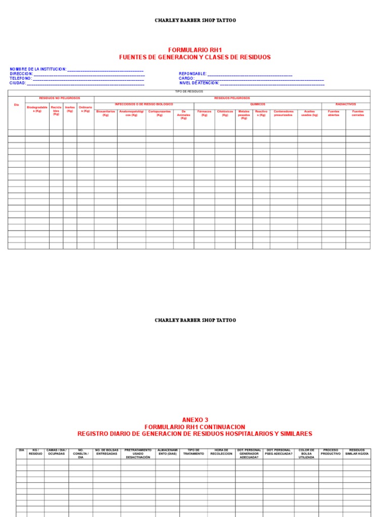 Formulario RH1 para Residuos Hospitalarios | PDF | Residuos | Naturaleza