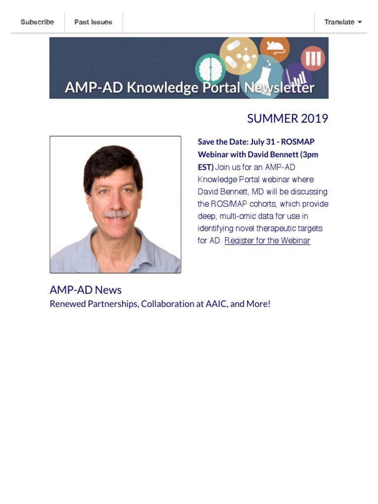 AMPAD Knowledge Portal Summer Newsletter PDF Neurodegeneration Model Organism