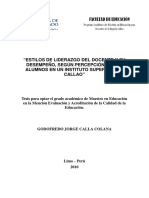 2010 - Calla - Estilos de Liderazgo Docente y Su Desempeño, Según Percepción de Los Alumnos en Un Instituto Superior Del Callao