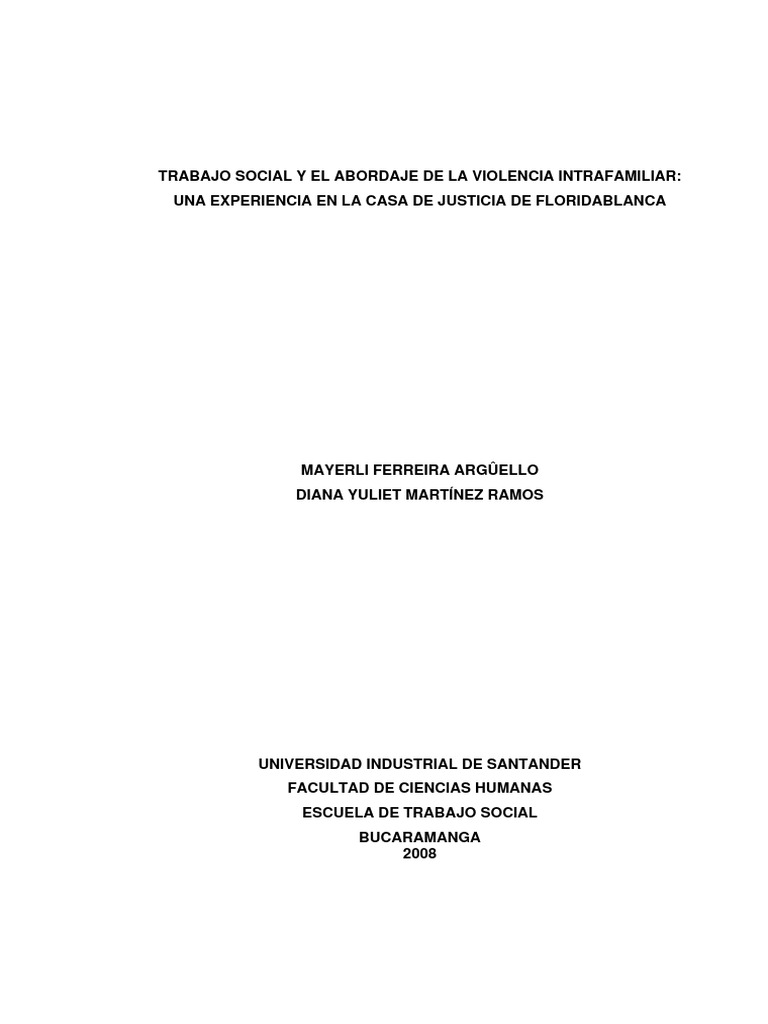 Abordaje de Violencia Intrafamiliar en Floridablanca | PDF | Familia ...