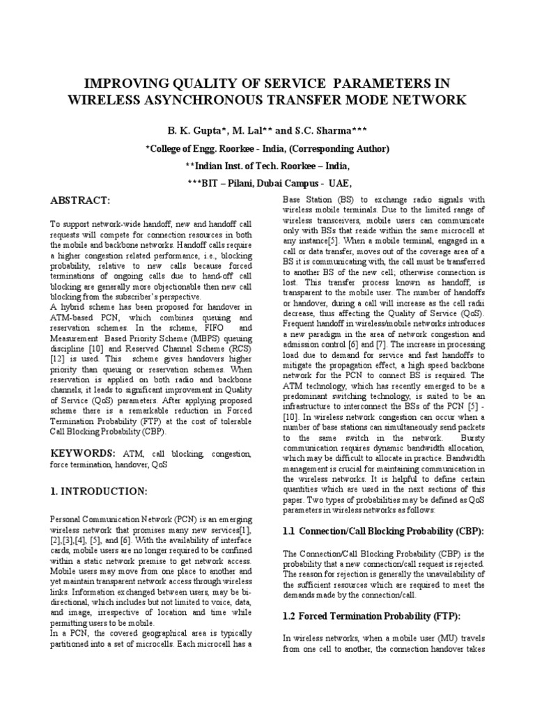 Improving Quality of Service Parameters in Wireless Asynchronous ...