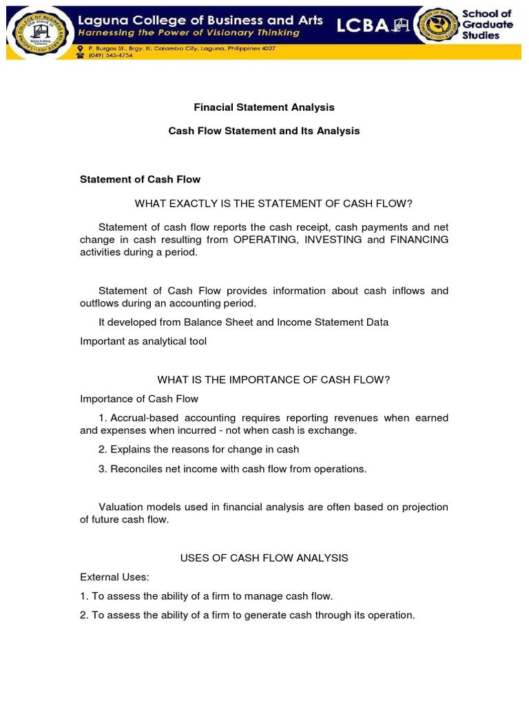 Finacial Statement Analysis Cash Flow Statement and Its Analysis | PDF ...