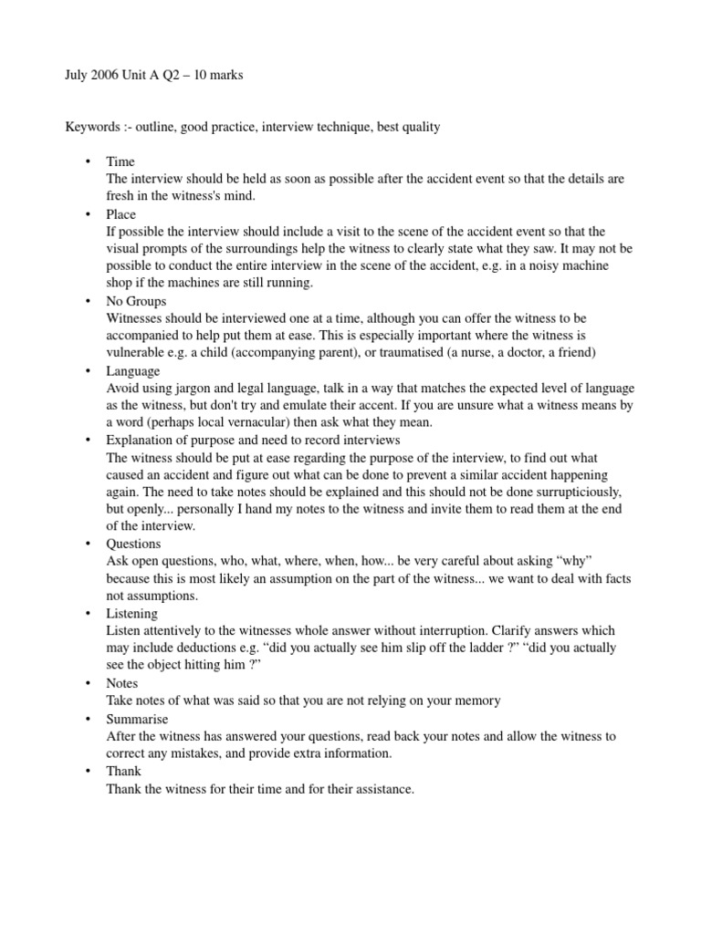 Best Practices for Witness Interviews | PDF | Interview | Witness