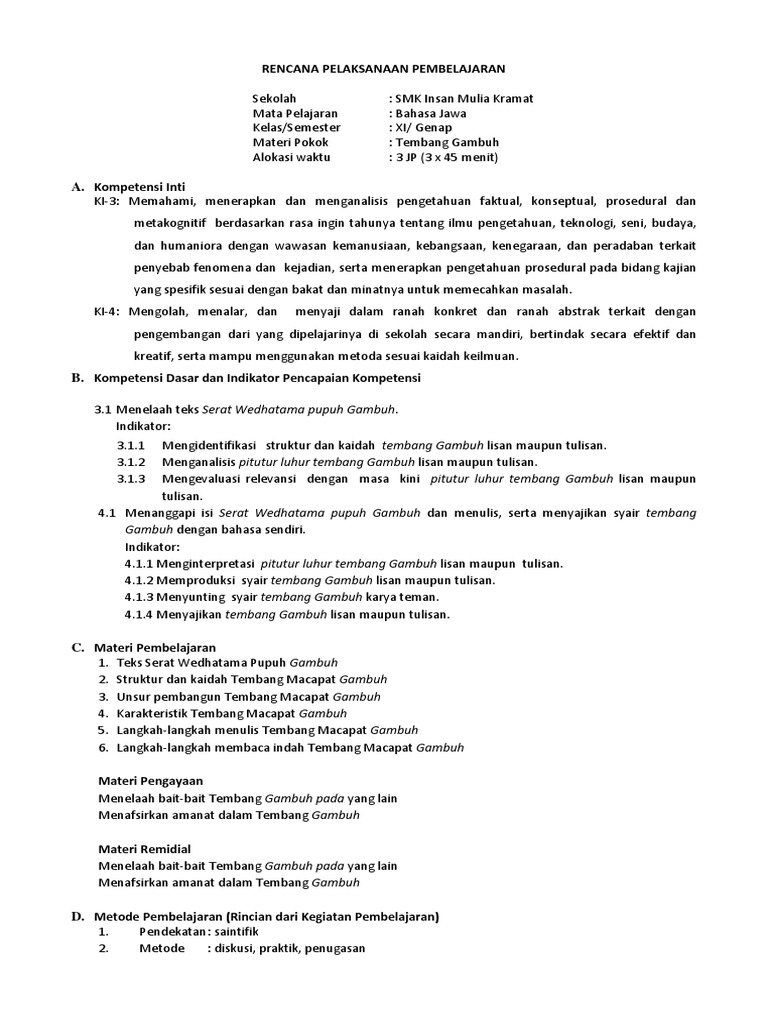 Rpp Smstr Genap Kelas Xi Smk N 2 Slawi Docx