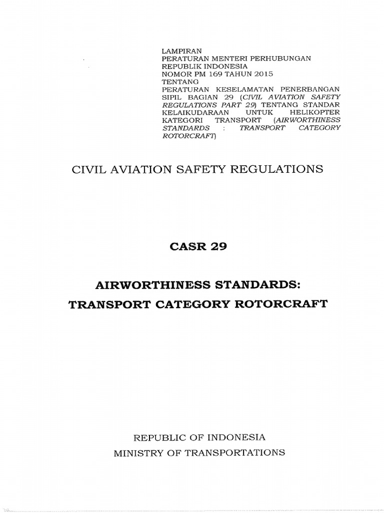 CASR Part 29 Amdt. 1 - Airworthiness Standard Transport Category ...