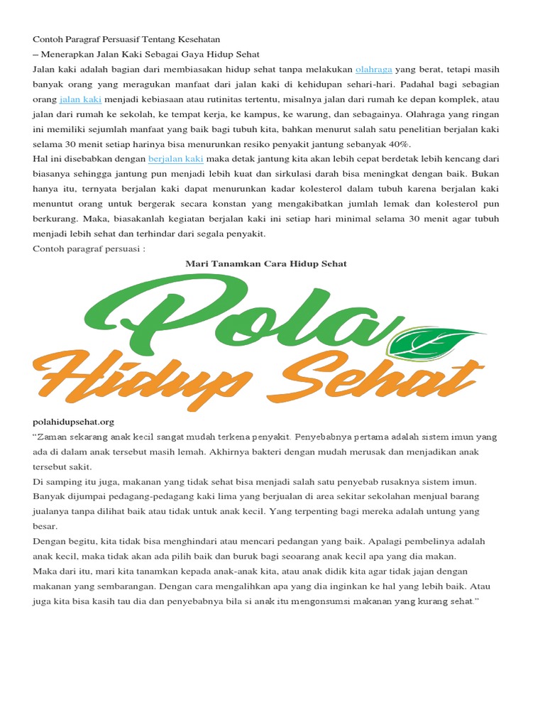 Contoh Paragraf Persuasif Tentang Kesehatan