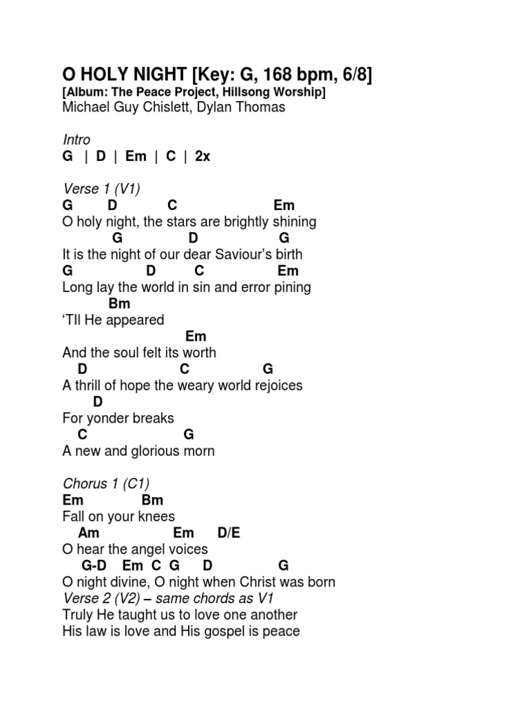 O Holy Night Chords PDF (Shane & Shane / The Worship Initiative) -  PraiseCharts