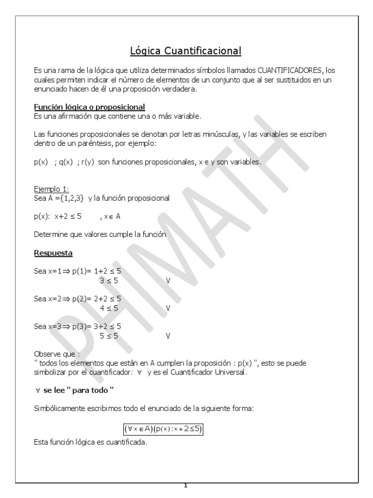 Elementos de Logica Cuantificacional Proposición