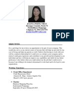 Joanna Viray resume for various positions