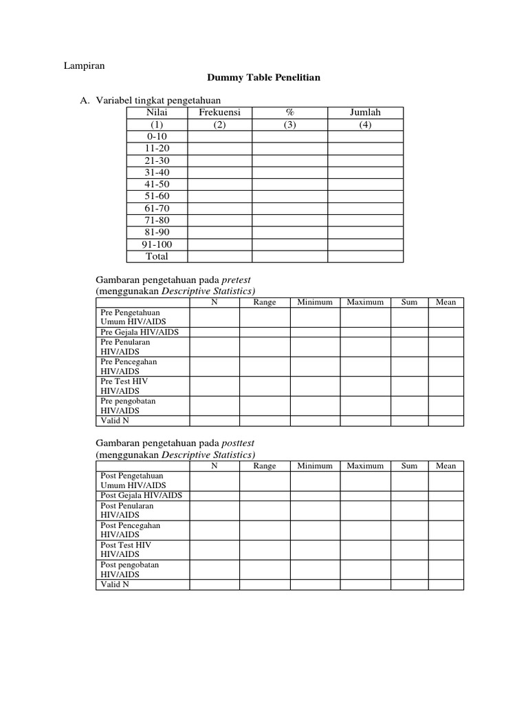 Contoh Dummy Table PDF