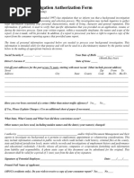 Background Investigation Authorization Form