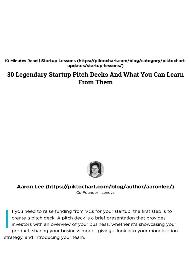 30 Legendary Startup Pitch Decks and What You Can Learn From Them | PDF ...
