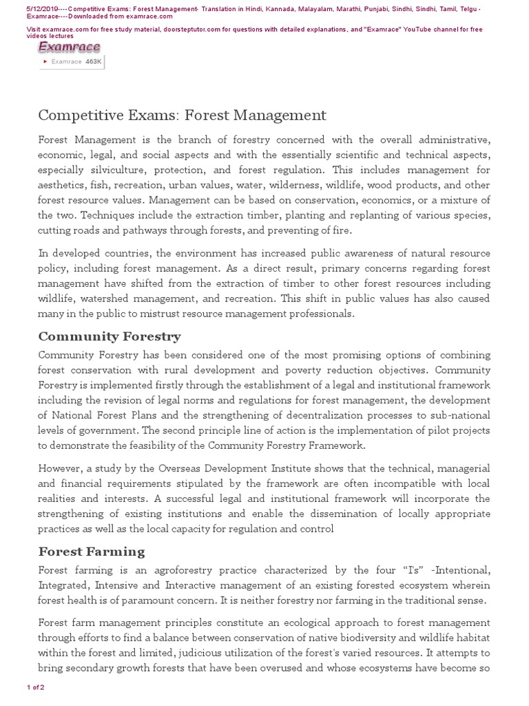 Forest Management Overview and Practices | PDF | Forestry | Forests