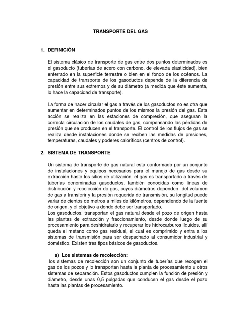 Transporte de Gas: Sistemas y Flujos | PDF | Gases | Presión