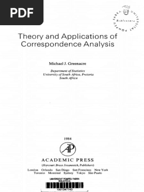 Theory And Applications Of Correspondence Analysis 1 Pdf Data Analysis Mathematical Model