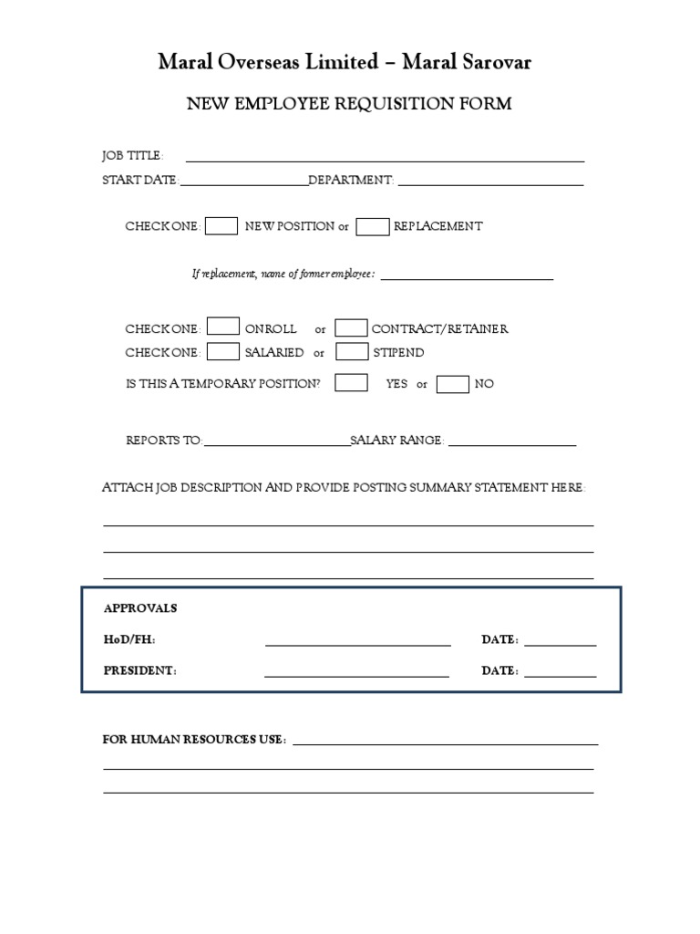 New Employee Requisition Form | PDF