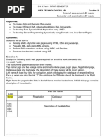 IT5L3 Web Technologies Lab Credits: 2 Internal Assessment: 25 Marks Lab: 3 Periods/week Semester End Examination: 50 Marks