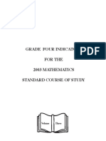 Grade Four Indicators For The 2003 Mathematics Standard Course of Study