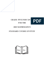 For The 2003 Mathematics Standard Course of Study Grade Five Indicators