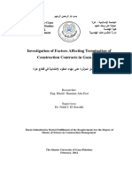 Investigation of Factors Affecting Termination of Construction Contracts in Gaza Strip