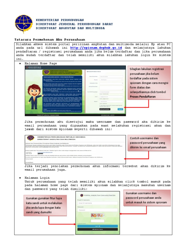 Panduan Registrasi dan Login Spionam | PDF
