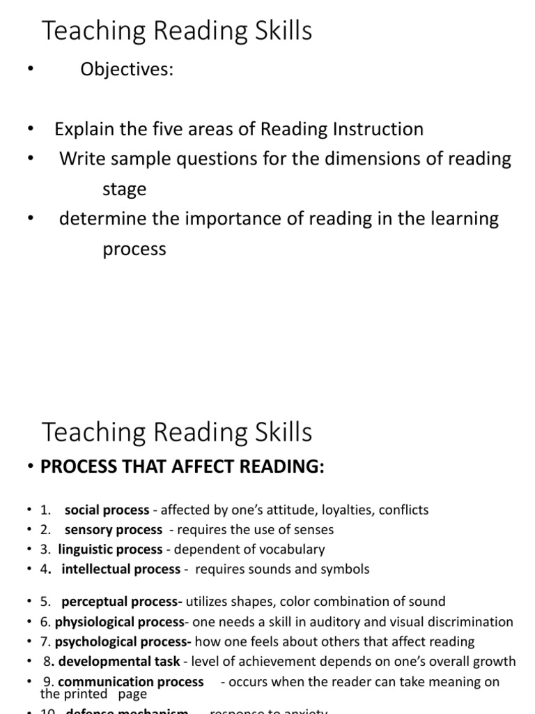 ELT 105 Teaching Reading PDF Reading Comprehension Cognitive Science