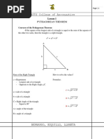 Pythagorean Theorem Sample Problems and Solutions (Lesson 1: Pre-Calculus Compilation by Bernardo, Esquillo, and Llaneta)