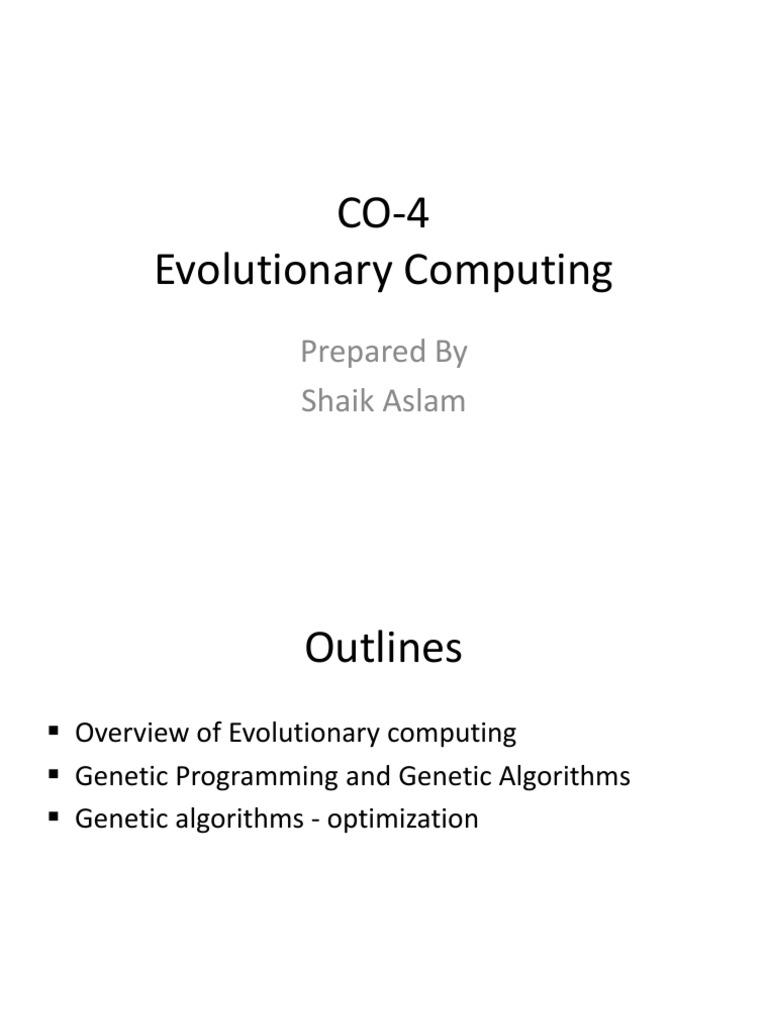 Overview of Evolutionary Computing Techniques | PDF | Genetic Algorithm ...