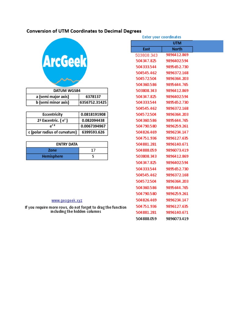 UTM to Decimal Degrees Conversion Guide | PDF | Navigation ...