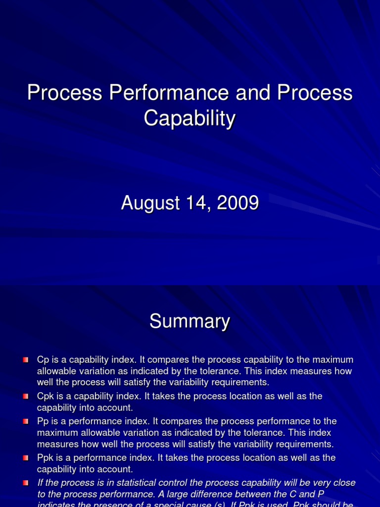 Cp Vs Cpk Pdf Standard Deviation Business Process