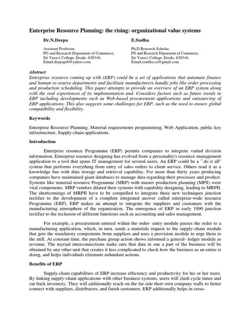 ERP Implementation and Challenges | PDF | Enterprise Resource Planning ...