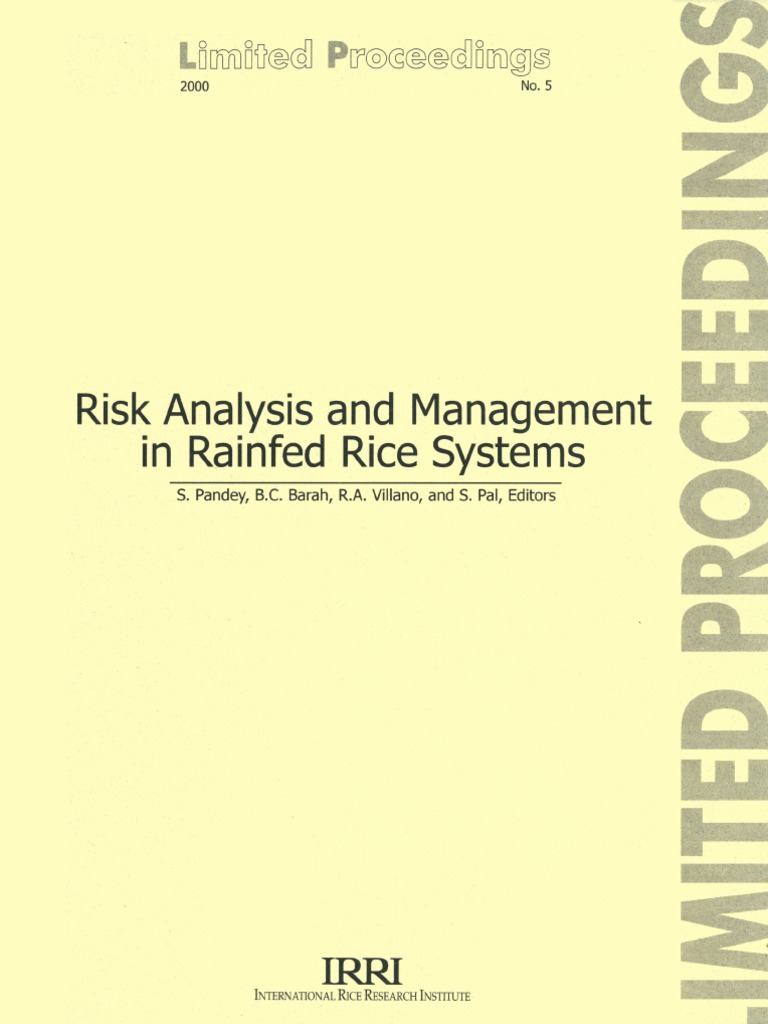 Risk Analysis and Management in Rainfed Rice Systems | PDF | Risk ...