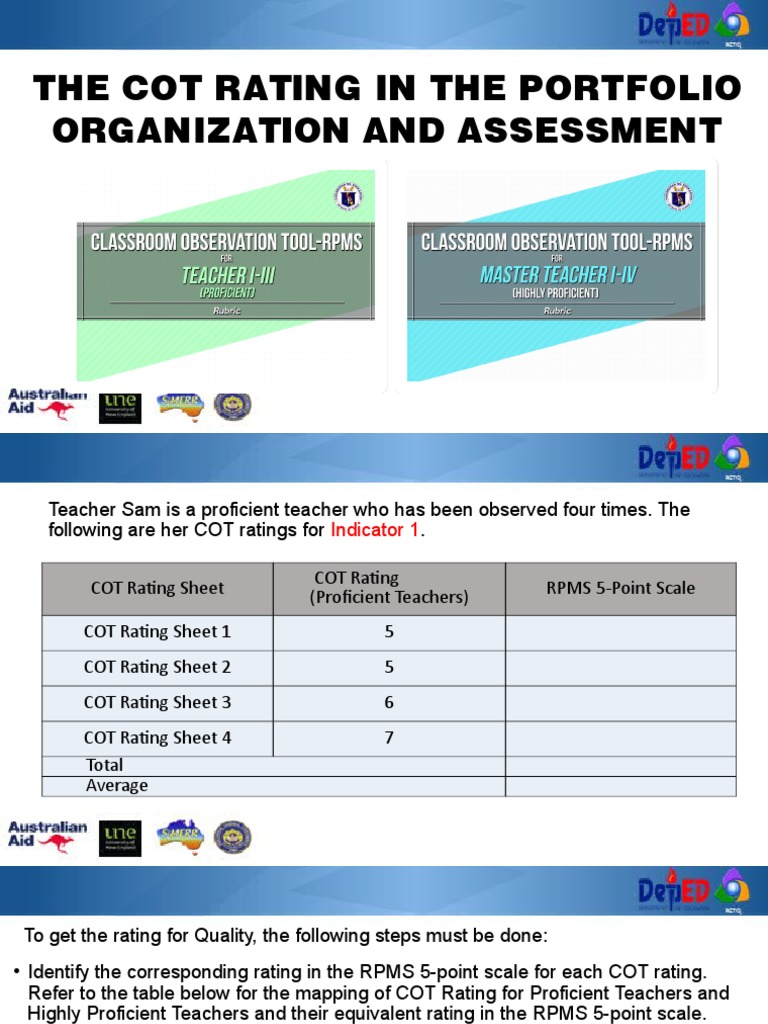 COT Ratings and Assessment Guide 2025 | PDF | Lesson Plan | Learning