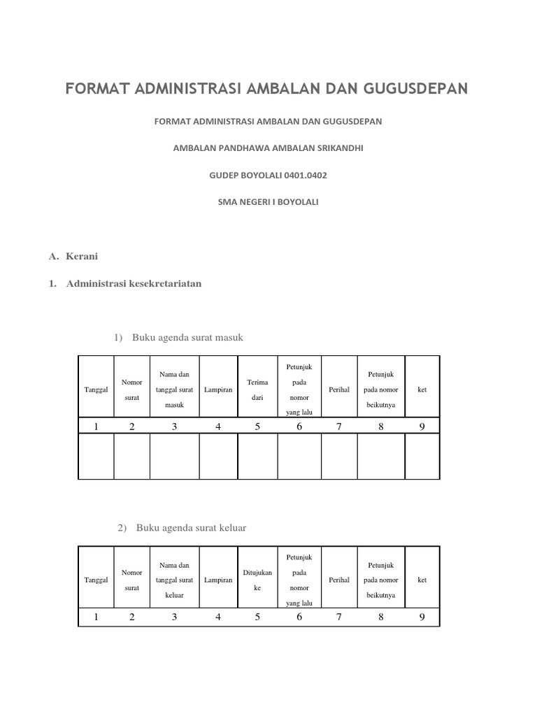 Contoh Buku Administrasi Ambalan | PDF