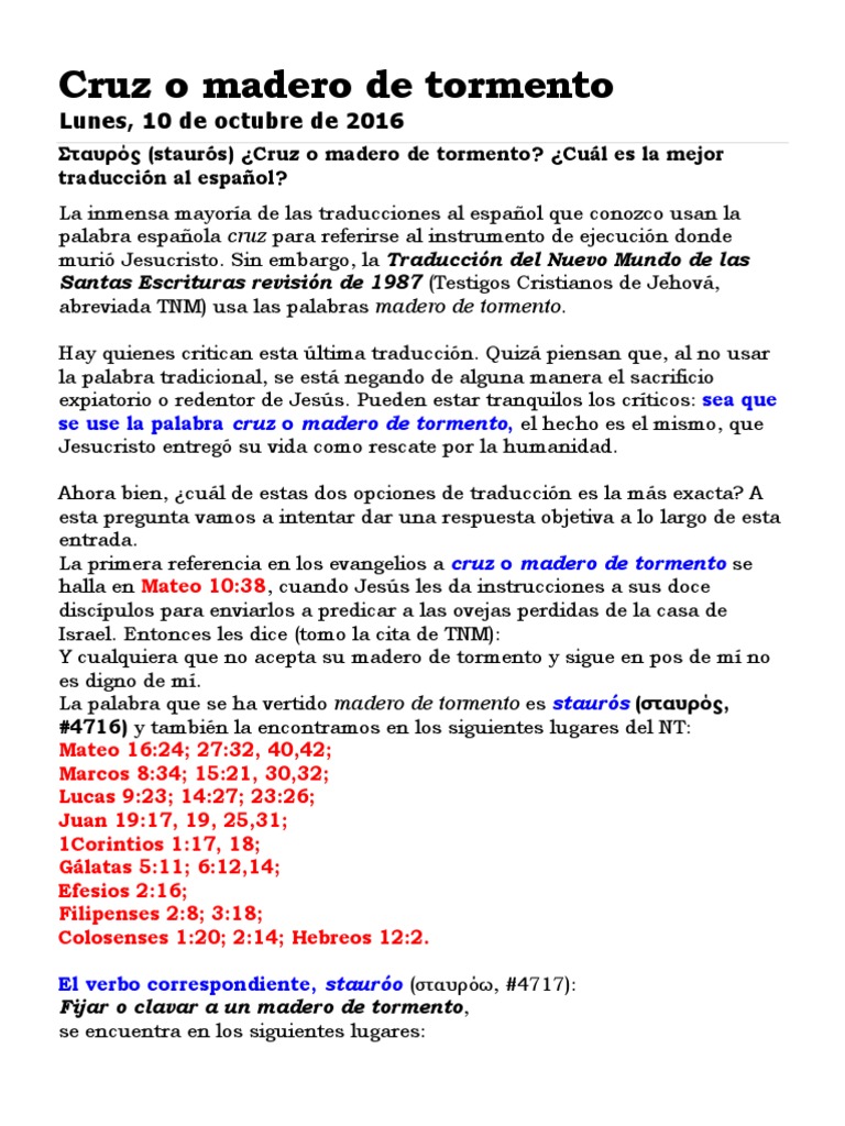Cruz o madero significado y traducci n PDF Crucifixi n Jes s