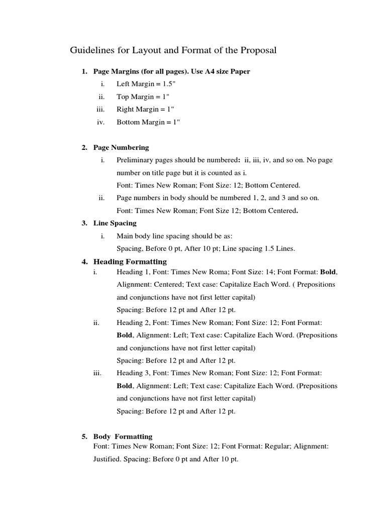 Guidelines For Layout and Format of The Proposal: 1. Page Margins (For ...