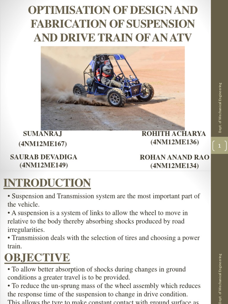 Optimisation of Design and Fabrication of Suspension and PDF