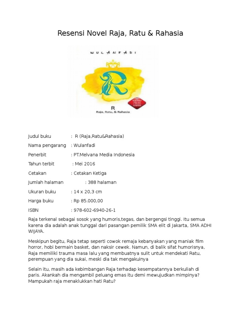 Resensi Novel Raja, Ratu & Rahasia | PDF
