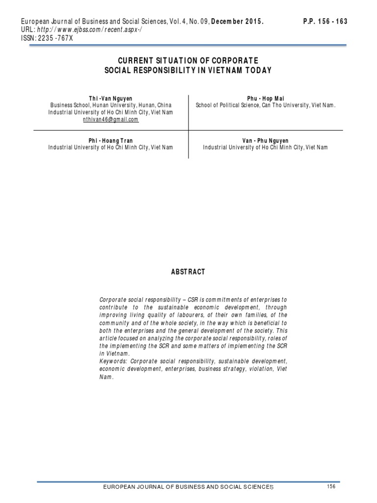 Vietnam's CSR Landscape | PDF | Corporate Social Responsibility | Vietnam