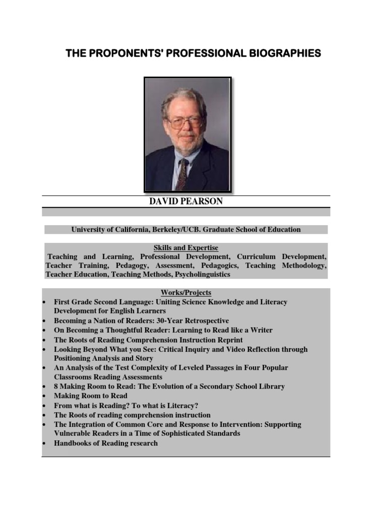 Proponents' Professional Biographies in Education | PDF | Educational ...