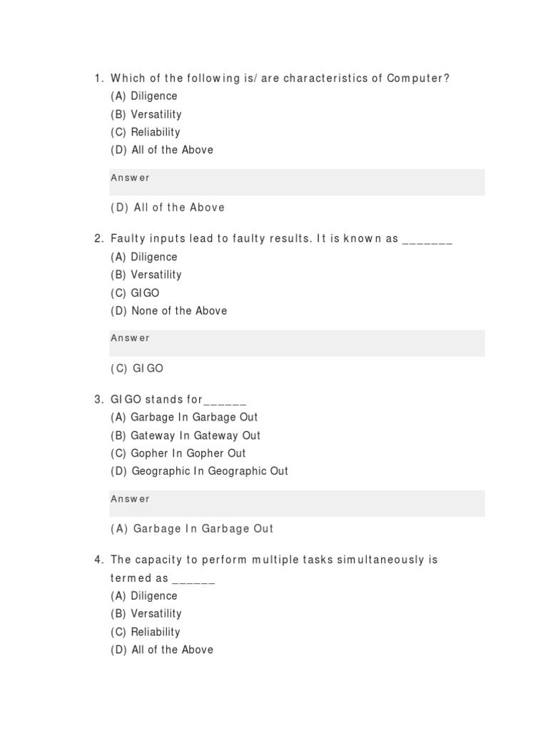 Computer Characteristics and Concepts Quiz | PDF | Random Access Memory ...