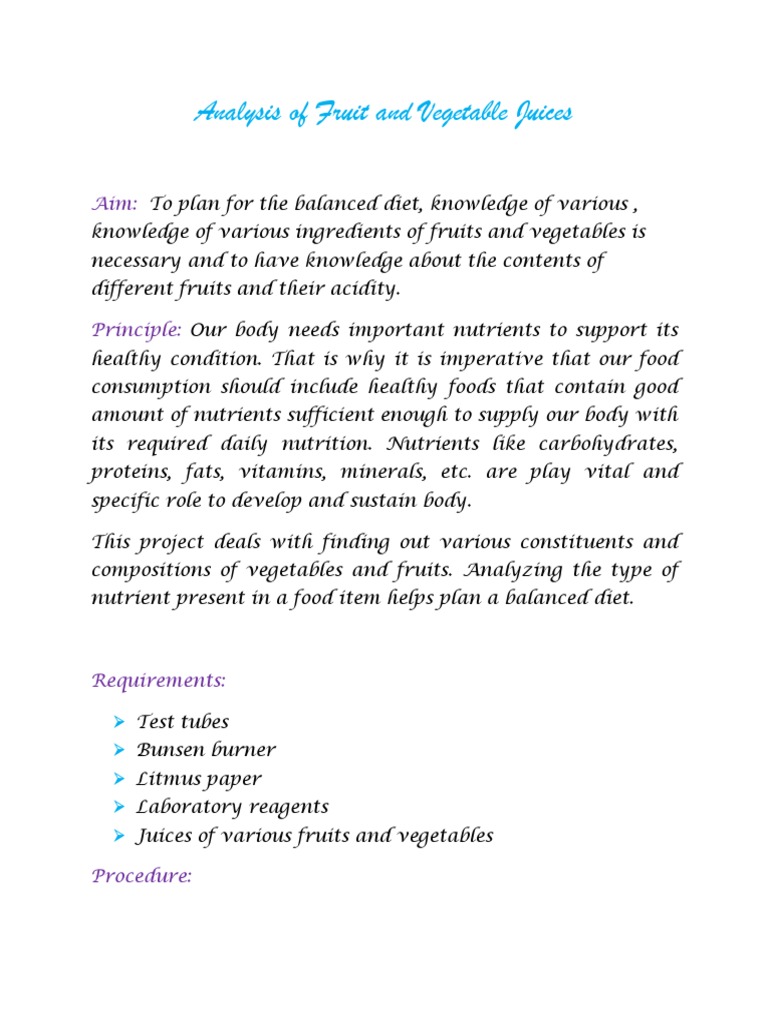 Analysis of Fruit and Vegetable Juices | PDF | Carbohydrates | Nutrients