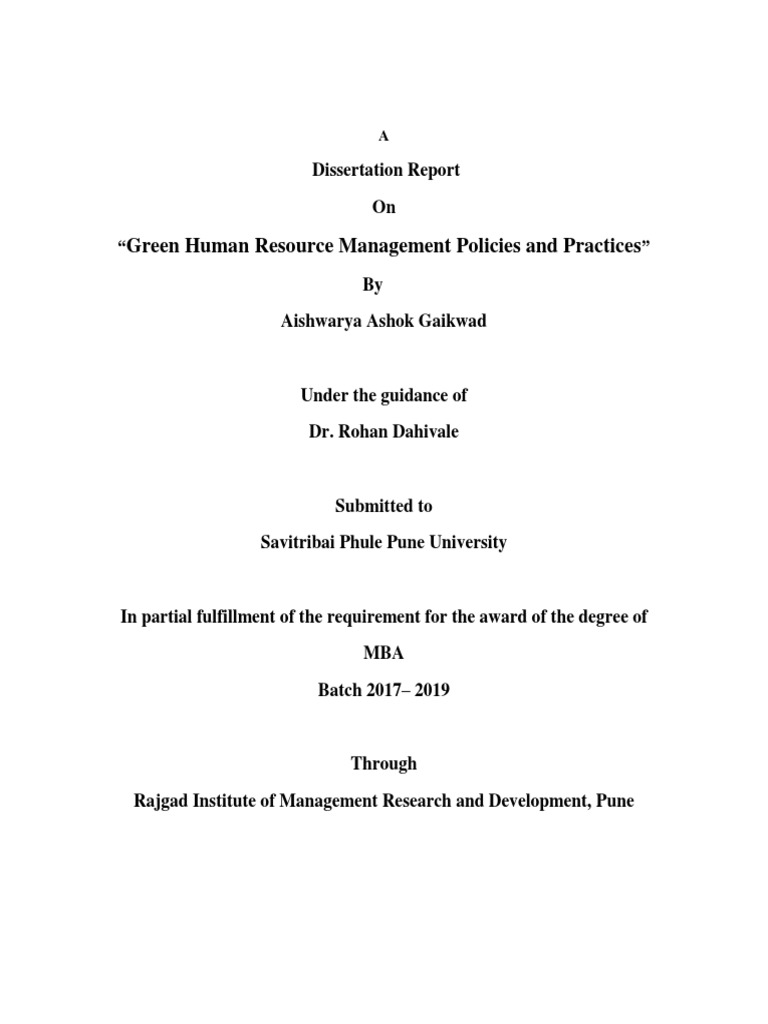 Green HRM Policies and Practices Dissertation | PDF | Performance ...