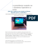 7 Cosas A Considerar Cuando Se Instala Un Sistema Operativo o Actualización