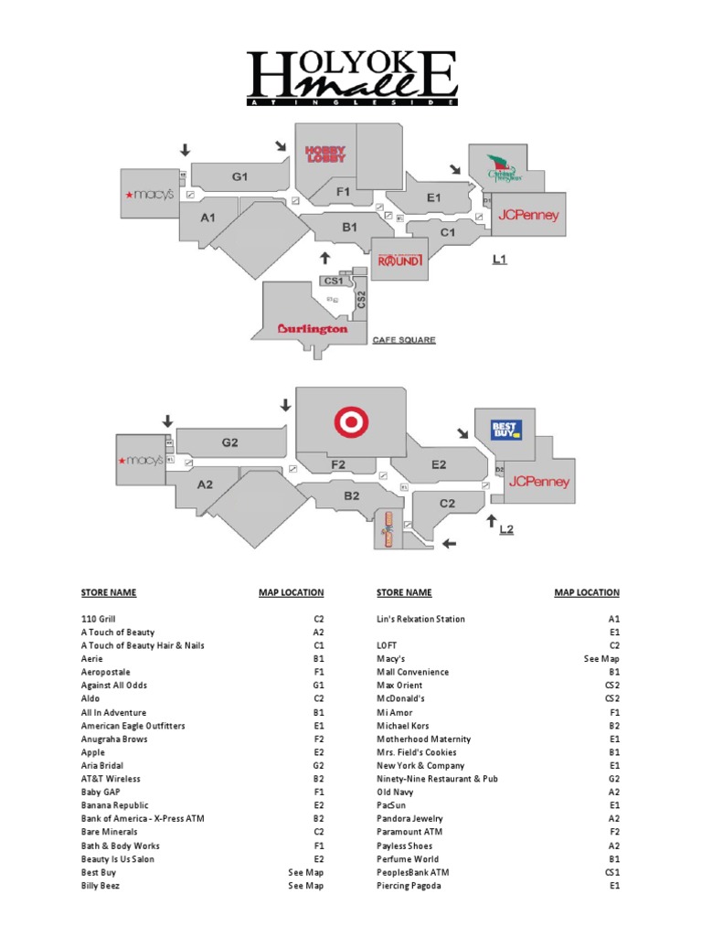 Holyoke Mall Directory PDF