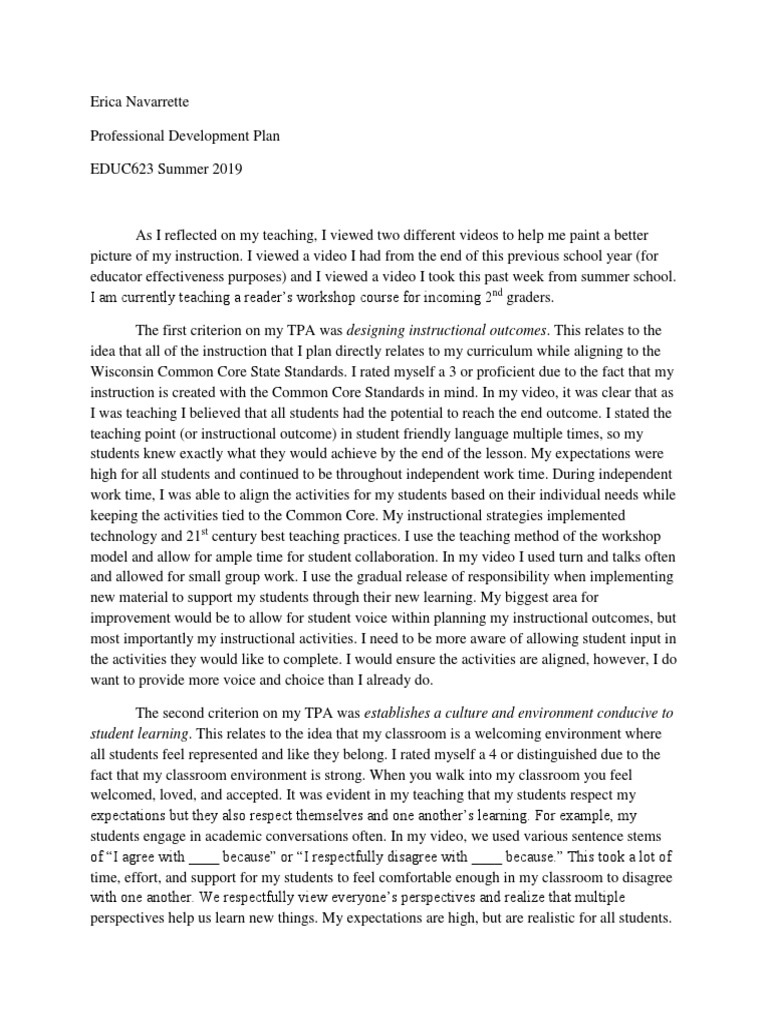 Professional Development Plan | PDF | Educational Assessment | Common ...