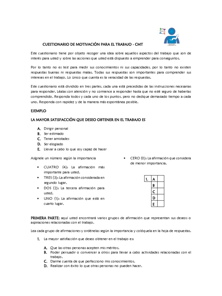 Cuestionario de Motivación Laboral CMT | PDF | Cuestionario
