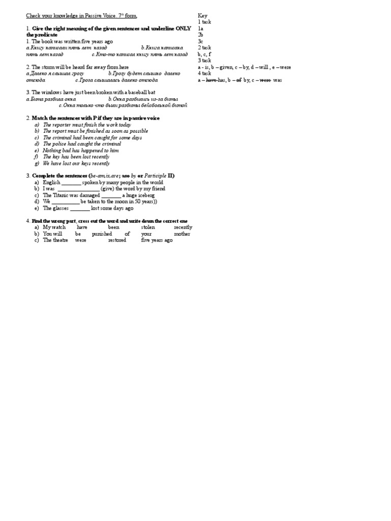 Check Your Knowledge in Passive Voice | PDF