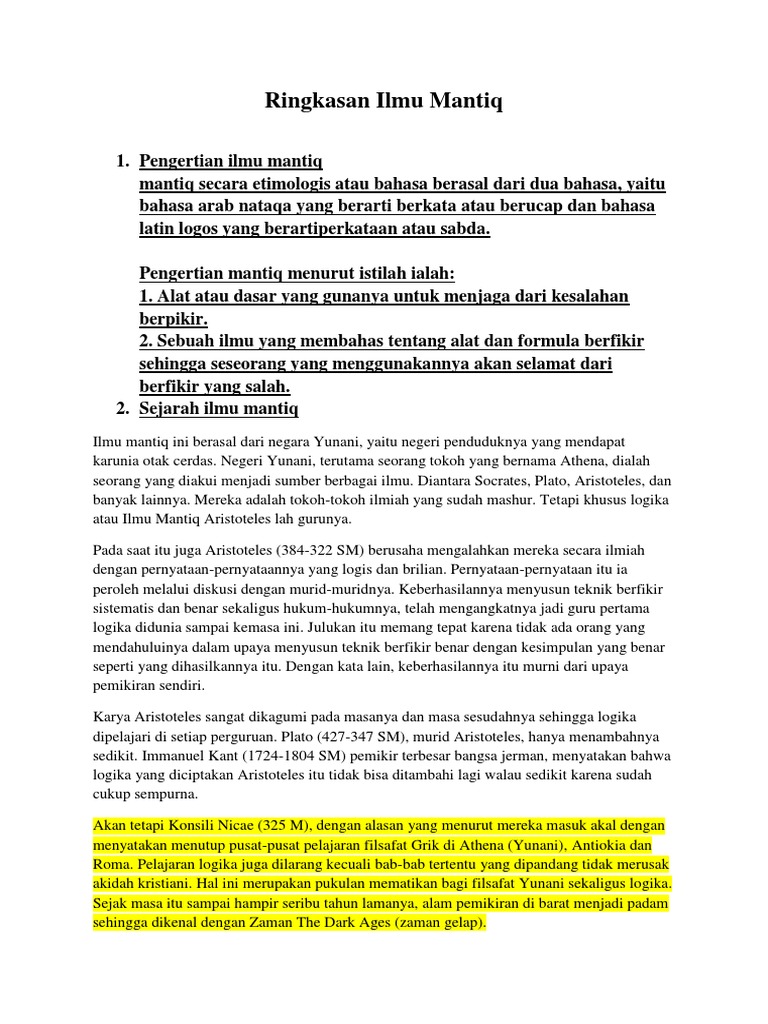 Ringkasan Ilmu Mantiq