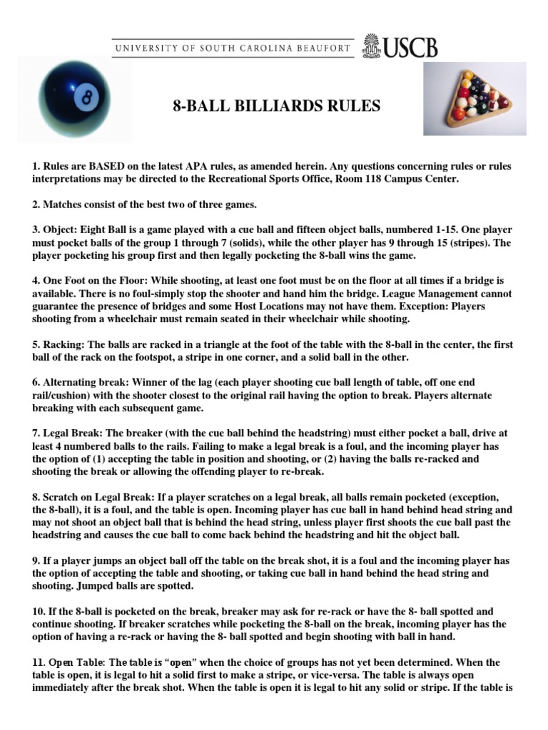 8 Ball Rules, PDF, Games Of Mental Skill